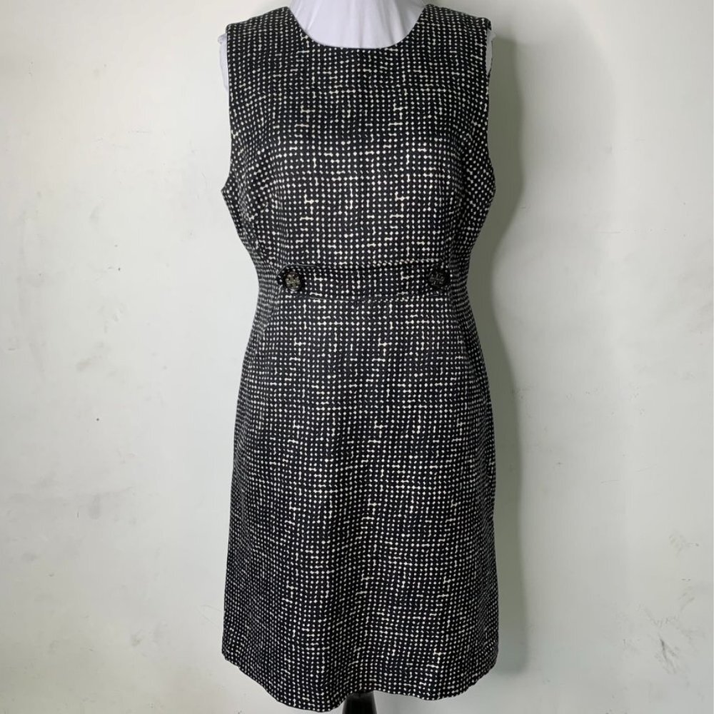 Tory Burch Women's Black and White Sleeveless Sheath Dress Size 10